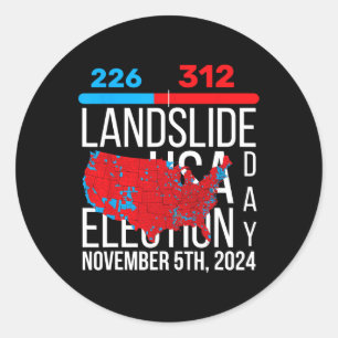 Sticker Rond Carte électorale 2024 Vote final 312 Trump Landsli