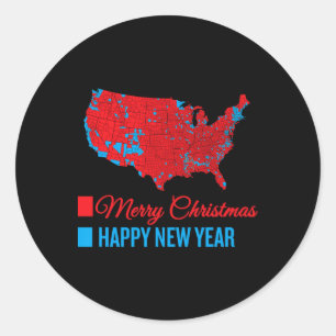 Sticker Rond Carte électorale exacte Joyeux Noël Joyeux Nouvel
