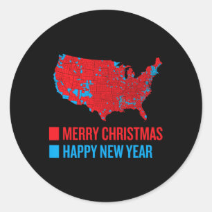Sticker Rond Carte électorale exacte Joyeux Noël Joyeux Nouvel 