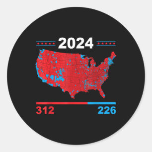 Sticker Rond Carte électorale Trump 312 Red Résultats des élect