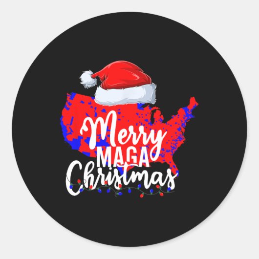 Sticker Rond Carte électorale Trump Joyeux Noël Père Noël H (Devant)