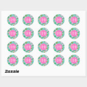 Sticker Rond Carte Floride Preppy Palm Beach Motif Monogrammé (Feuille)