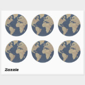 Sticker Rond Carte Gold et Blue World (Feuille)