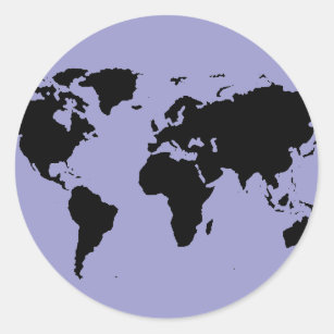 Sticker Rond carte graphique noire du monde