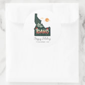 Sticker Rond Carte Idaho Joyeuses Fêtes Festives Noël (Sac)