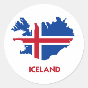 STICKER ROND CARTE ISLANDE
