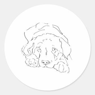 Sticker Rond Carte Labrador Retriever Mignon, Dessin de Chien