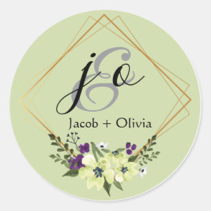 Sticker Rond Carte Mariage Minimaliste Créative Beige Et Peach