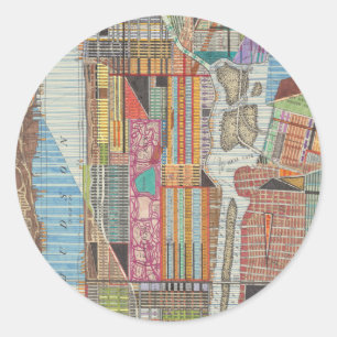 Sticker Rond Carte moderne de New York III