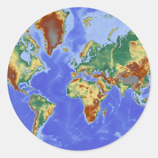 Sticker Rond Carte mondiale géographique internationale (Devant)