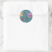 Sticker Rond Carte mondiale pour enfants avec drapeaux (Sac)