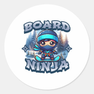 Sticker Rond Carte Ninja Snowboard Ninja Snow Rider Snowboardin