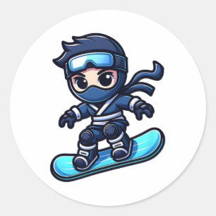 Sticker Rond Carte Ninja Snowboard Ninja Snow Rider Snowboardin