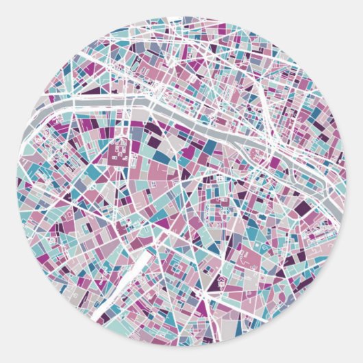 Sticker Rond Carte Paris France (Devant)