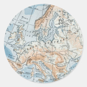 Sticker Rond Carte physique de l'Europe (1916)