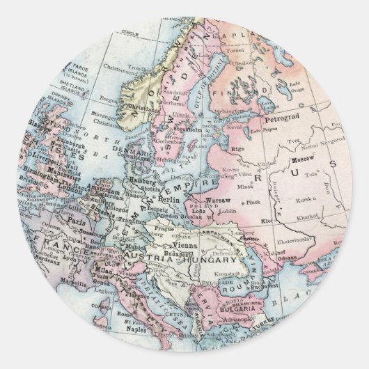 Sticker Rond Carte politique de l'Europe (1916) (Devant)