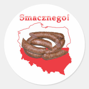 Sticker Rond Carte polonaise de Kielbasa Smacznego