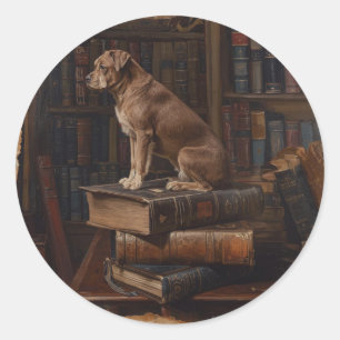 Sticker Rond Carte postale de discussion sur les animaux 