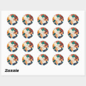 Sticker Rond carte postale dynamique-conceptions-étalage-sur-un (Feuille)