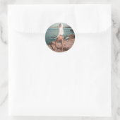 Sticker Rond Carte postale photo fille bikini (Sac)