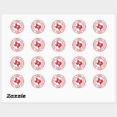 Sticker Rond Carte Rouge Texas Star blanche en cercle (Feuille)
