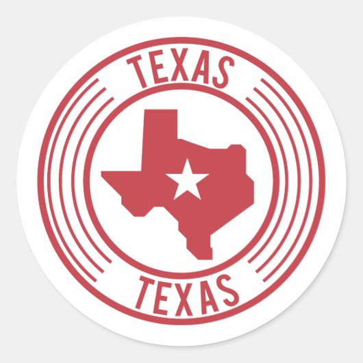 Sticker Rond Carte Rouge Texas Star blanche en cercle (Devant)