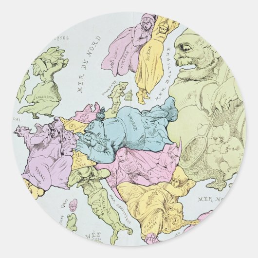 Sticker Rond Carte satirique de l'Europe | 1871 (Devant)