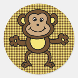 Sticker Rond carte singe mignonne