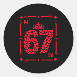 Sticker Rond Carte Six Sev remplie de cœurs pour la Saint-Valen