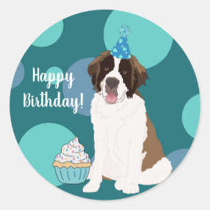 Sticker Rond Carte St Bernard personnalisable