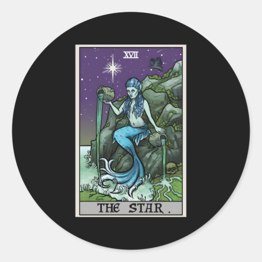 Sticker Rond Carte Star Tarot Halloween Mermaid Witch Déplaisan (Devant)
