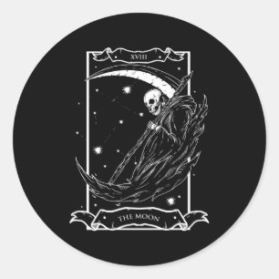 Sticker Rond Carte Tarot La Lune Xviii Style de mort