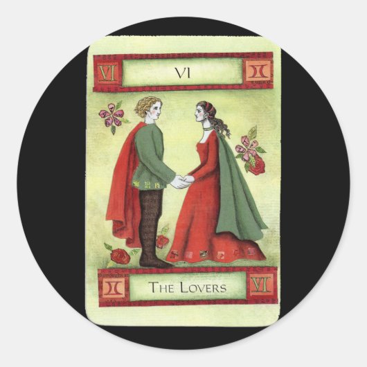 Sticker Rond Carte tarot "Les Amoureux" (Devant)