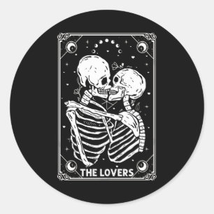 Sticker Rond Carte Tarot Lots Skeleton Valentine Gothic Ha