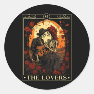 Sticker Rond Carte Tarot Lots Skeleton Valentine Gothic Ha