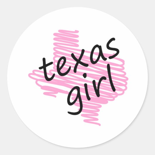 Sticker Rond Carte Texas Girl with Scribbled Texas (Devant)