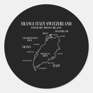 Sticker Rond Carte Tour Du Mont Blanc France Italie Suisse Hi