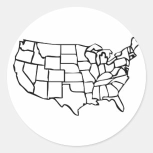Sticker Rond Carte US