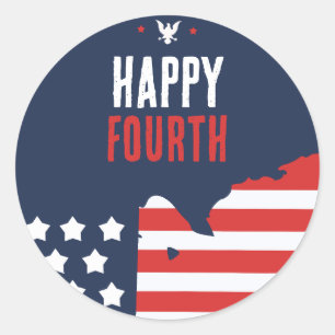 Sticker Rond Carte USA Patriotique 4 juillet
