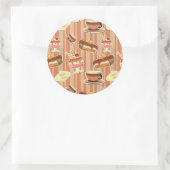 Sticker Rond Carte vintage Avec Dessert De Fraise (Sac)