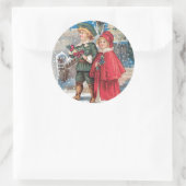 Sticker Rond Carte Vintage de voeux de Noël Fond (Sac)