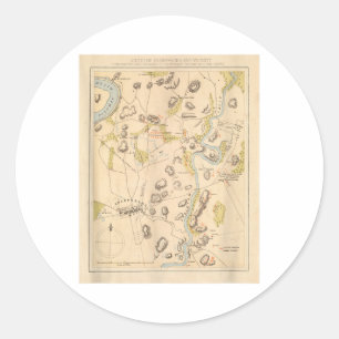 Sticker Rond Carte vintage du champ de bataille Antietam (1864)