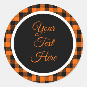 Sticker Rond Carte Vintage Noël Farmhouse Buffalo Check