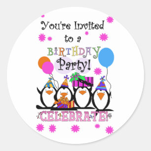 Sticker Rond Cartes d'anniversaire et invitations pour des ping
