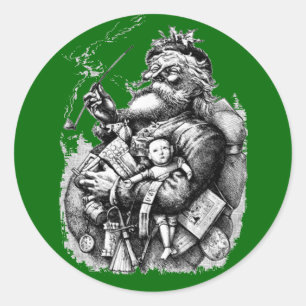 Sticker Rond Cartes d'art vintage St. Nick, Cartes postales, St