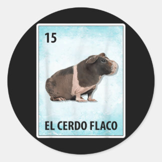 Sticker Rond Cartes de El Cerdo Flaco Mexican Skinny Pig