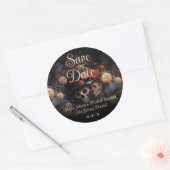 Sticker Rond Cartes de faire-part gothique de skeletons s'embra (Enveloppe)
