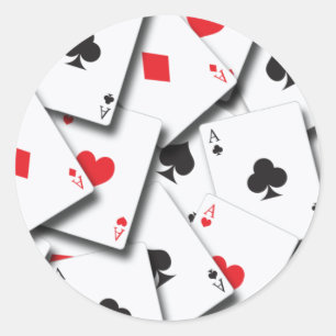 STICKER ROND CARTES DE JEU ACES