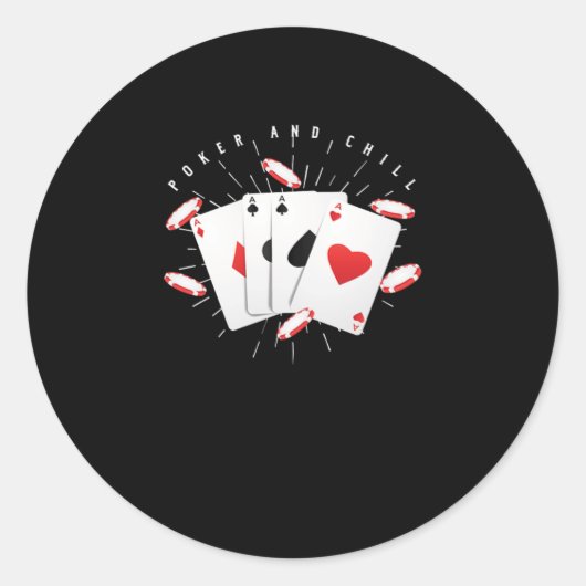 Sticker Rond Cartes De Jeu De Poker Et De Refroidissement Casin (Devant)