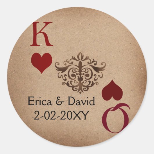 Sticker Rond Cartes de Mariage Rustique Las Vegas (Devant)
